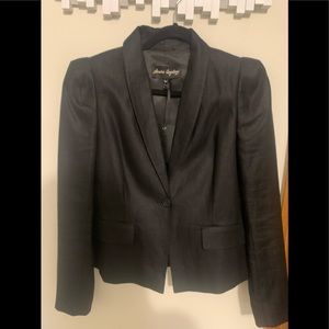 New linen blazer that is very structured with accentuated shoulder